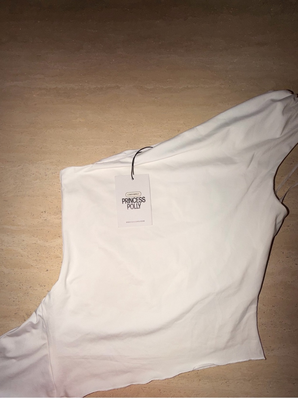 Princess Polly White One-Shoulder Asymmetric Camisole Top